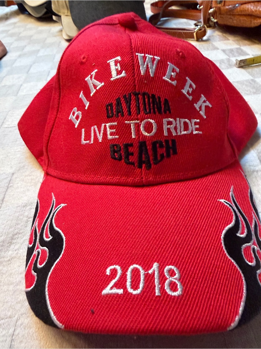 Bike Week Daytona Live to Ride Beach Red Baseball Cap